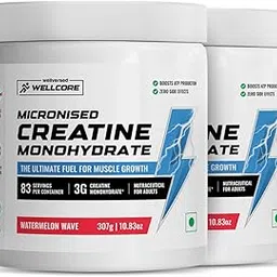 Wellcore Pure Micronised Creatine Powder (83 Servings, Watermelon Wave) For Enhanced Muscle Strength With Rapid Absorption | Creatine monohydrate | Wellcore creatine flavoured - 307g (Pack Of 2)-picture-27