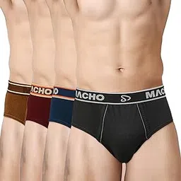 macho sporto Macho Spoto Men's Solid Pure Cotton Brief Pack of 4 (Assorted Colour May Vary)-picture-20