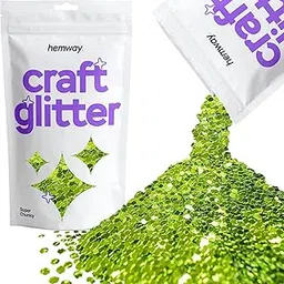 Hemway Craft Glitter - Super Chunky 1/8" 0.125" (3mm) - Glitter for Arts Crafts Tumblers Schools Paper Glass Decorations DIY Projects - 100g - Lime Green-picture-39