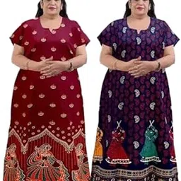 Women's Pure Cotton Jumbo (Pack of 2Pcs) Maternity Wear Nighty, Gown, Sleepwear, Maxi-picture-12