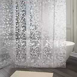 Agroha PVC 3D Translucent Shower Curtain, Bathroom Curtain, Waterproof, Transparent (Pack of 1, 4.5x7 Feet)-image-0