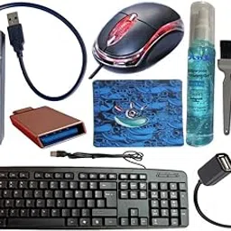 Anjo 7 in 1 Combo of Wired Keyboard, Wired Mouse, Anti-Skid Mouse Pad, USB Hub 3.0, 3 in 1 Cleaning Kit 100ml, OTG Micro & C to A Type-picture-26