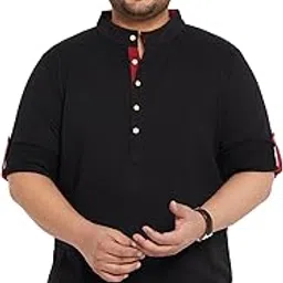 bigbanana Plus Size Men's Regular Fit Solid Henley Tshirt-picture-18
