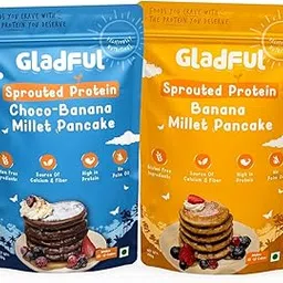 Gladful Chocolate and Banana Millet Pancake, No Maida, No Refined Sugar, Gluten Free, High Protein, No Palm Oil, Low GI Millet Grain 300 Grams (Pack of 2)-picture-53