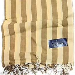 SHISHIR Craft Store Strip 100% Cotton Thin Blanket for Light Weight Top Sheet Odhne wali chadar | AC and Rainy Season | Travelling |Quick Absorption & Faster Drying (Cream Brown)-picture-19