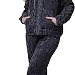 neudis Plush Fleece Loungewear Set, Women's Two-Piece Hooded Pajama Set-picture-18
