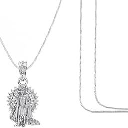 akshat sapphire God Kartikeya Chain Pendant (Pendant with Rope Chain-22 inches) for Men & Women Pure Silver Lord Kartikeya Chain Locket for Good Health & Wealth - MPSR7138-picture-17