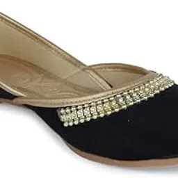 hulya Black Chain Velvet Mojari for Women-picture-47