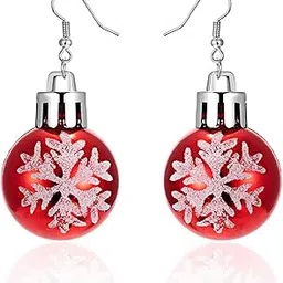 your always charm Christmas Snowflake Earrings for Women Red Snowflake Ball Earrings Christmas Earrings for Girls-picture-21