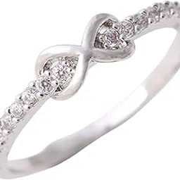 malkyn Women's White Ring Combo Set with Heart Shaped Solitaire, Infinity Symbol Ring and Diamond Accented Band for and Special Occasions-picture-34