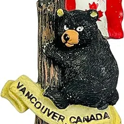 KRIWIN Vancouver Black Bear 4D Fridge Magnet, Canada Souvenir with Flag Design-picture-67