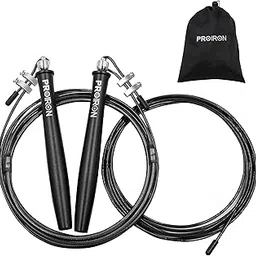 PROIRON Speed Jump Rope-Skipping Ropes-2 Jump Ropes Adjustable Cables, Extra Thicker Adjustable Jump Wire with Comfortable Handles for Women Or Men, Jumping Rope for Double Unders Black image 1