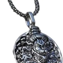 craftwell cw Engraved Hanuman Pendant for Men & Women | Religious Hindu Pendant with Chain | Handcrafted Silver Finish Amulet for Spiritual Strength and Protection | Durable and Stylish Design-picture-18