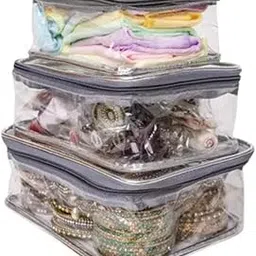 ZEELPETAL Makeup Bag Zipper Waterproof, Cosmetics Bag Transparent Storage Carry Pouch PVC Zippered Toiletry Bag Organizers with Handle for Vacation Travel Bathroom 3pc Set - Multi Color.-picture-12