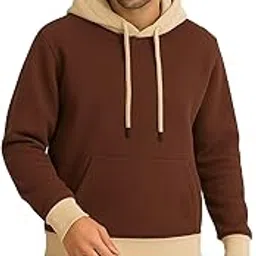 tqh Men Full Sleeve Color Block Hooded Sweatshirt (Olive)-picture-12