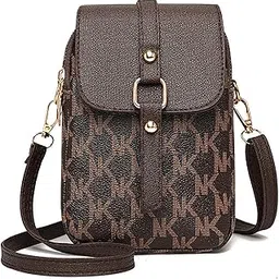 syga Women's Small Square Bag Letter Versatile Shoulder Bag Western Style Crossbody Mini Mobile Phone Bag(Brown) image 1