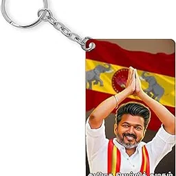Vijay Keychain | Round Shape Front and Back Printed Keychian | TVK Keychian-picture-20