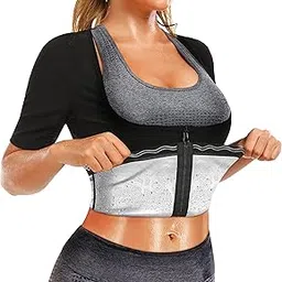 Sauna Shirt for Women Weight Loss Sauna Suit for Women Waist Trainer Sweat Vest Workout Body Shaper Zipper-picture-37