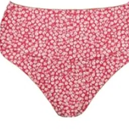tan swimwear & activewear Red Floral Print High-Waist Bikini Bottom, Medium Coverage, High Compression-picture-43
