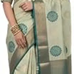 Soft Silk Saree with Zari Border and Woven Motifs, Green and Gold, Traditional Ethnic Wear, Free Size, Wedding Occasion-picture-53