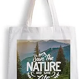 ashvah Canvas Tote Bags for Women, College Bag for Girls, Tote Bag for Shopping, Travel & Beach Bags for Women - Save the Nature - D No - 051-picture-54