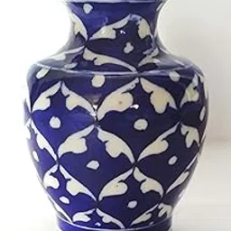 Shiv Kripa Blue Pottery Ceramic Vase (5 Inch, Blue)-picture-35
