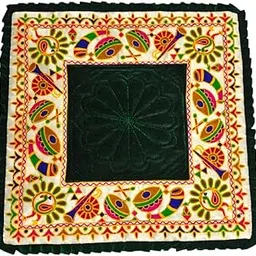 Traditional aasan Prayer mat Pooja mat Velvet aasan muiltipurpose mat 23 x 23 inch (Bottle Green)-picture-42