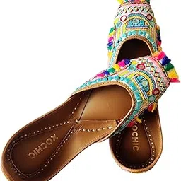 xochic Multicolour tessel Premium Leather Punjabi Jutti-picture-12