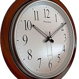 Wooden Look Wall Clock 18-inch (42 x 42 cm) Home Big Size Living Room Hall Bedroom Stylish Clock (Minimal, Black & Wood)-picture-54