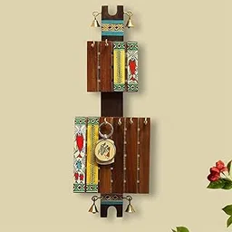 ExclusiveLane 'in-Key' Madhubani Handpainted Key Holder for Home Décor Stylish (6 Hooks, Sheesham Wood) |Keychain Holder Key Hangers for Wall Décor Key Stand for Home Wall Decorative Wooden Hanging-picture-14
