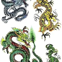 Simply Inked Glitter Dragon Bundle Designer Tattoo for Girls Boys Men Women waterproof Sticker Size: 4.16 x 5.92 inch l Multicolor l 2g-picture-51