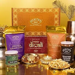 Healthy Treat Eternal Diwali Gift Hamper | Roasted Snacks Gift Box with Vastu Turtle, Diya and Diwali Greeting Card | Diwali Gift Hampers | Roasted Snacks Diwali Gift Box | Wholesome Corporate Gifting | Healthy Snacks Diwali Gift Hamper for Gifting-image-20