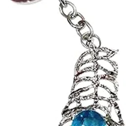 t trendy mart Decorative Blue Crystal Teardrop Keychain with Silver Filigree Design-picture-55