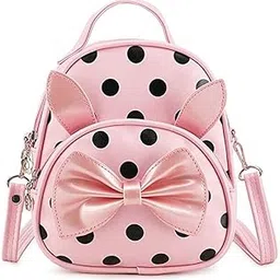 evolic Backpack for Womens,Girls,Kids,Female. Pu Leatherette Fabric Travelling Outdoor, Picnic,School, College Office Work Casual Daily use|Pink,4Ltrs(Cat pink blk dot bag63,Rkh)-picture-12