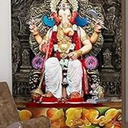 Honger Polyester 3D Digital God Ganesh Printed Pack of 1 Pecs for Temple Room Use for 4 x 5 Feet Window Curtain-image-2