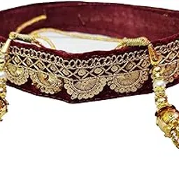 navti creations Women's Maroon Kamarband (Bridal Belt) with Curved Design Embroidery (Adjustable) width 4cm /Waist Hip Belt/Lehnga Belt-picture-37