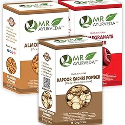 MR Ayurveda Kapoor Kachri, Almond Shell and Pomegranate Peel Powder - Set of 3 (300 Grams)-image-60