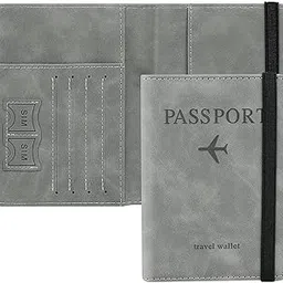 henirag PU Leather Travel Passport Wallet - RFID Blocking Passport Cover and Travel Documents Organizer for Unisex (Grey) - Pack of 1-picture-23