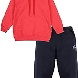 Fleece Solid Full Sleeve Hooded Sweatshirt With Track Pant Set-picture-14