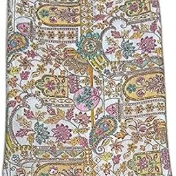 Pure Natural creap Position Printed with Heavy Embroidery Work Fabric for Blouse (44 inches Width) (White with Light Green, 1 MTS)-picture-15