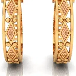 p.c. chandra jewellers 14KT (585) Yellow Gold Circular Huggie Earrings For Women & Girls With Beautiful Design - 1.65 Grams-picture-55