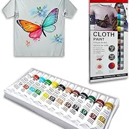 BullTek Set of 12 Permanent Fabric Paints, Tempera Paint Acrylic Water Paint for Cloth, Leather, Ideal for T-Shirts, Bags, Jeans, Shoes, Clothes, Leather, for Beginners and Professionals-picture-26