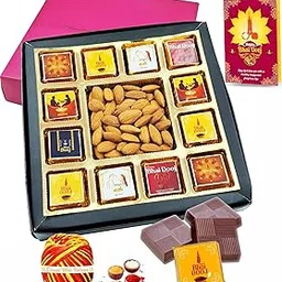 Bhai Dooj Gift Set for Brother- Chocolate and Dry Fruit Combo with Tika/Tikka Set,Tilak,Chawal,Chandan,Mishri,Greeting Card for Younger or Elder Brother,Kids-picture-19
