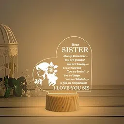 Gift Me Bazar Dear Sister Engraved Night Lamp | Gift for Sister | Sorry Gift for Sister | Birthday Gift for Sister in Law | Sister Gift Items Unique | Warm White Light & USB Powered-image-52
