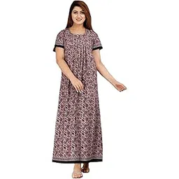 hargun night wear Women's Cotton Nightgown, Jaipuri Print, Short Sleeve, Round Neck, Pink, Free Size-picture-29