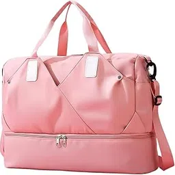 bestzone retail mall Travel Bag for Women Waterproof Duffle Bag with Shoe & Wet Clothes Compartments, Lightweight Multifunctional Bag (Pink)-picture-53