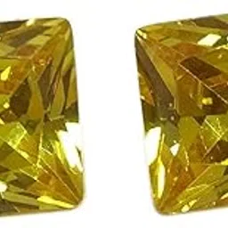sahiba gems 8.10 Carat / 9 Ratti Yellow Zircon/Cubic Zircon Princess Cut Loose ~ 2 Pcs Cubic Zirconia for Jewelry Making Earring/Rings/Pendant-picture-13