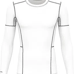 total sports & fitness Total Alfa Inner T-Shirt for Men Full Sleeves | Compression Fit Dry Stretchable Gym Shirt | Workout Nylon Sportswear Top White XL-picture-15
