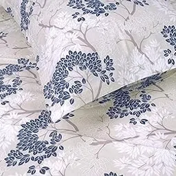 Divine Casa 144 TC Pure Cotton Single Bedsheet with 1 Pillow Cover | Skin-Friendly Fabric for Everyday Comfort | 223 X 145 CM | Floral Pattern | Grey Blue-picture-26