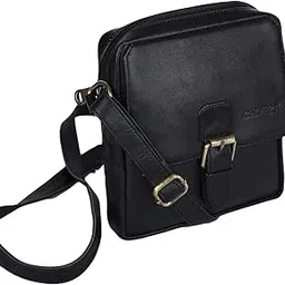 chimera Genuine Leather Crossbody Sling Bag | Mobile Sling | Travel Organizer Bag | for Men & Women Black Color-picture-42